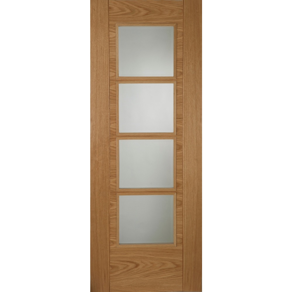 Internal Pre-Finished Oak Iseo Crown Cut Veneer 4 Light Door